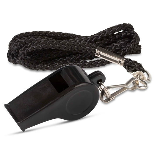 Referees whistle plastic w/lanyard