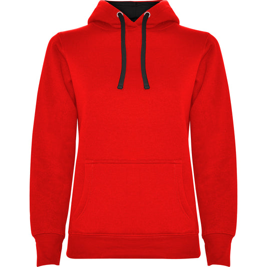 Urban hoodie dame Rød/Sort